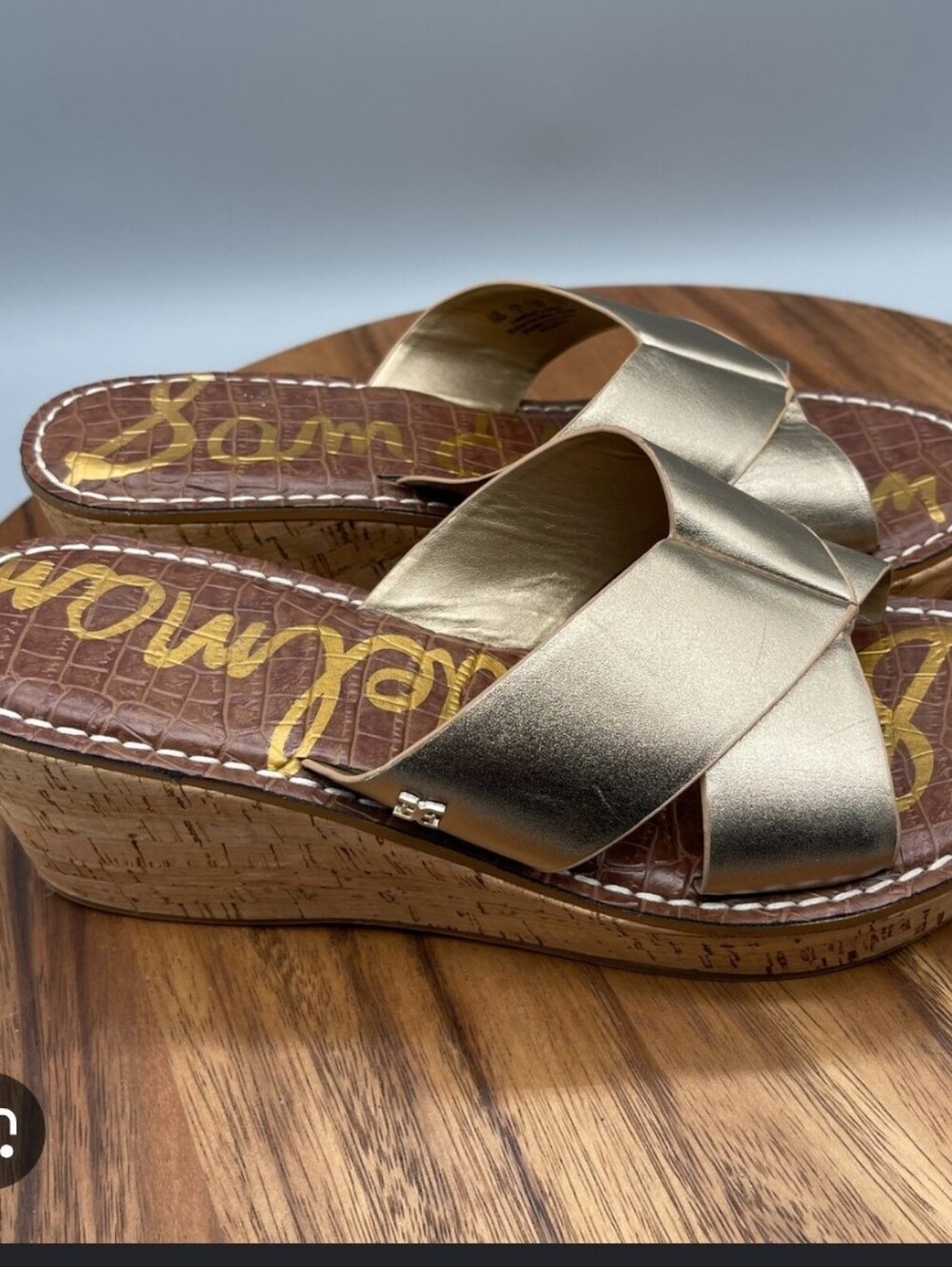 Sam Edelman Metallic Gold Crisscross Wedge Sandals